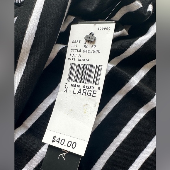 NWT AB Studio Black White Stripe Soft Stretch Flowy Maxi Skirt Women’s XL - Picture 4 of 8